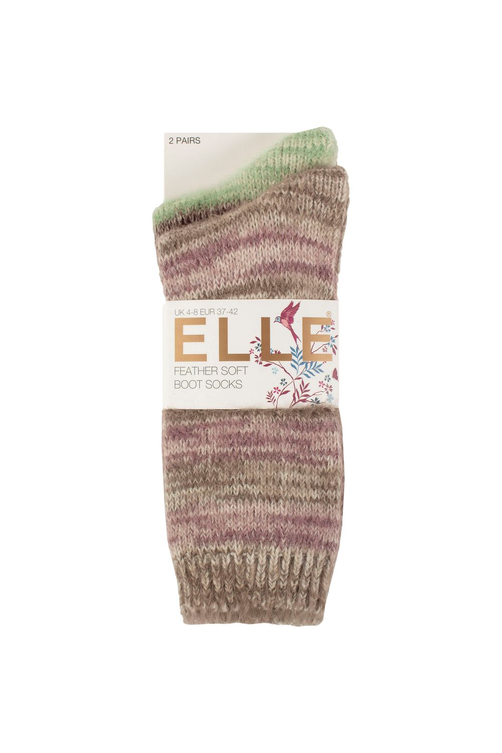 ELLE Women's 2 Pair Soft Stripe Boot Socks