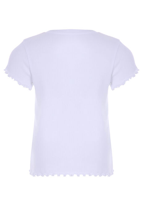 Younger Girls White Frill Trim Top