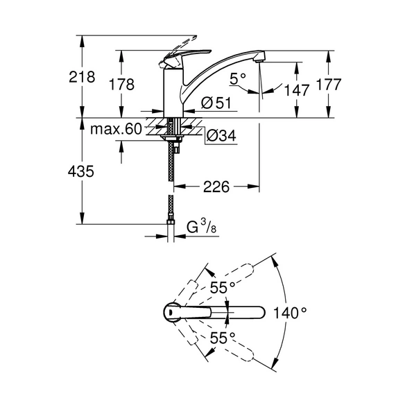 Einhand-Spültischbatterie »Start«, Metall, glatt