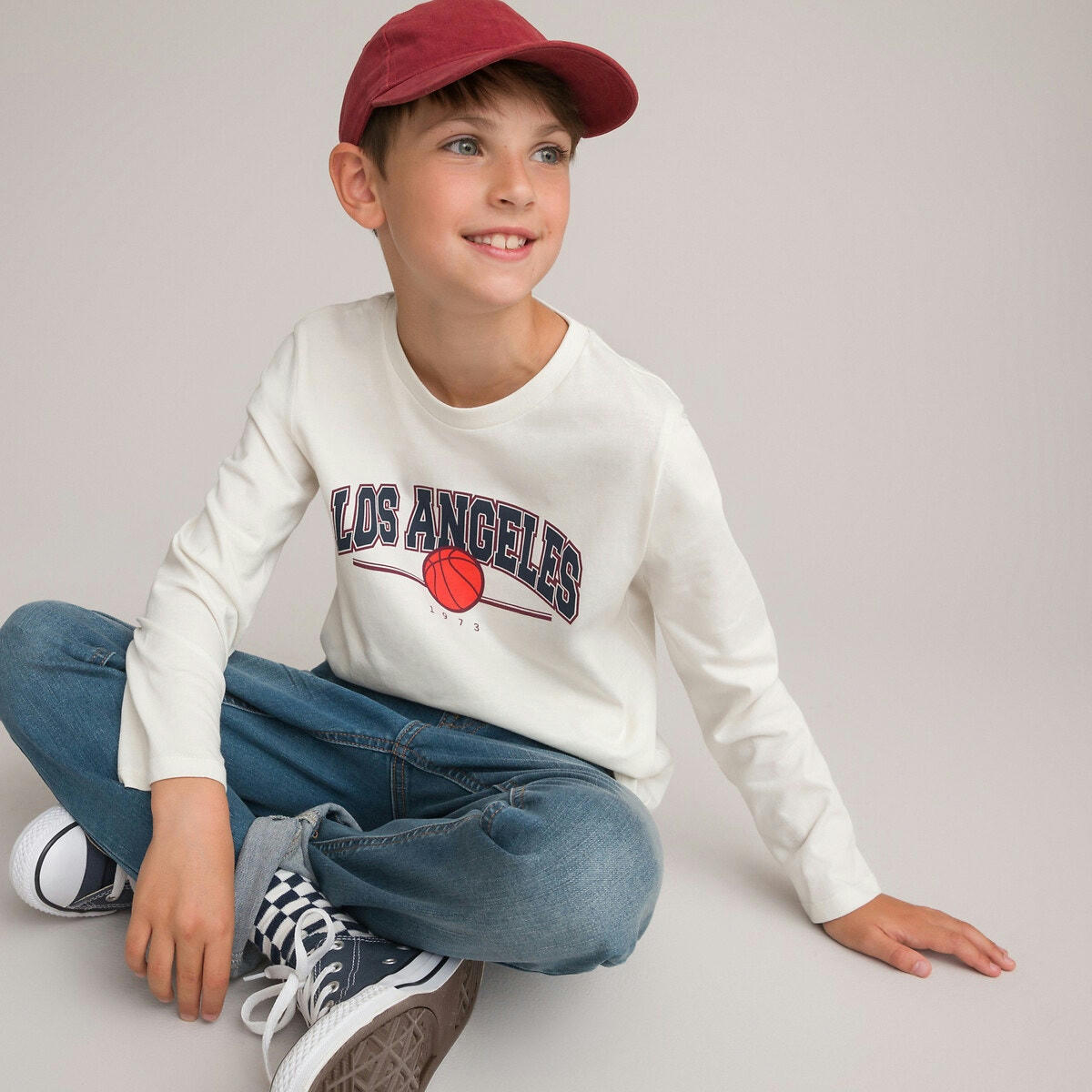 Lot de 4 T-shirts manches longues, esprit campus