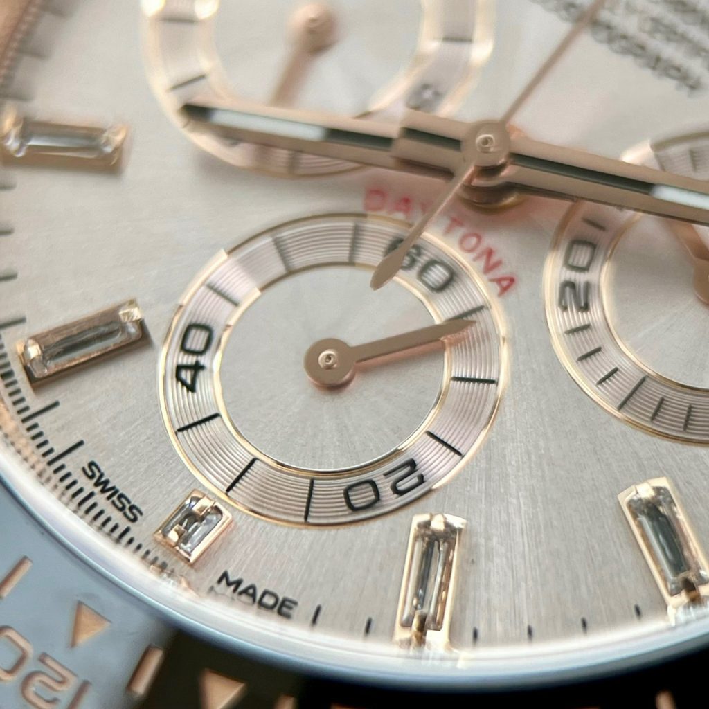 Rolex Daytona 116515LN YG Plated Pink Dial CZ Diamonds 40mm Oysterflex Super Clone