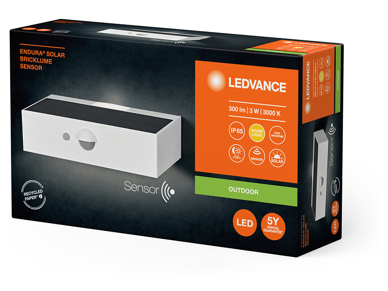 Kinkiet zewnętrzny Endura Solar LED 13,8 cm z czujnkiem dnia i nocy biały