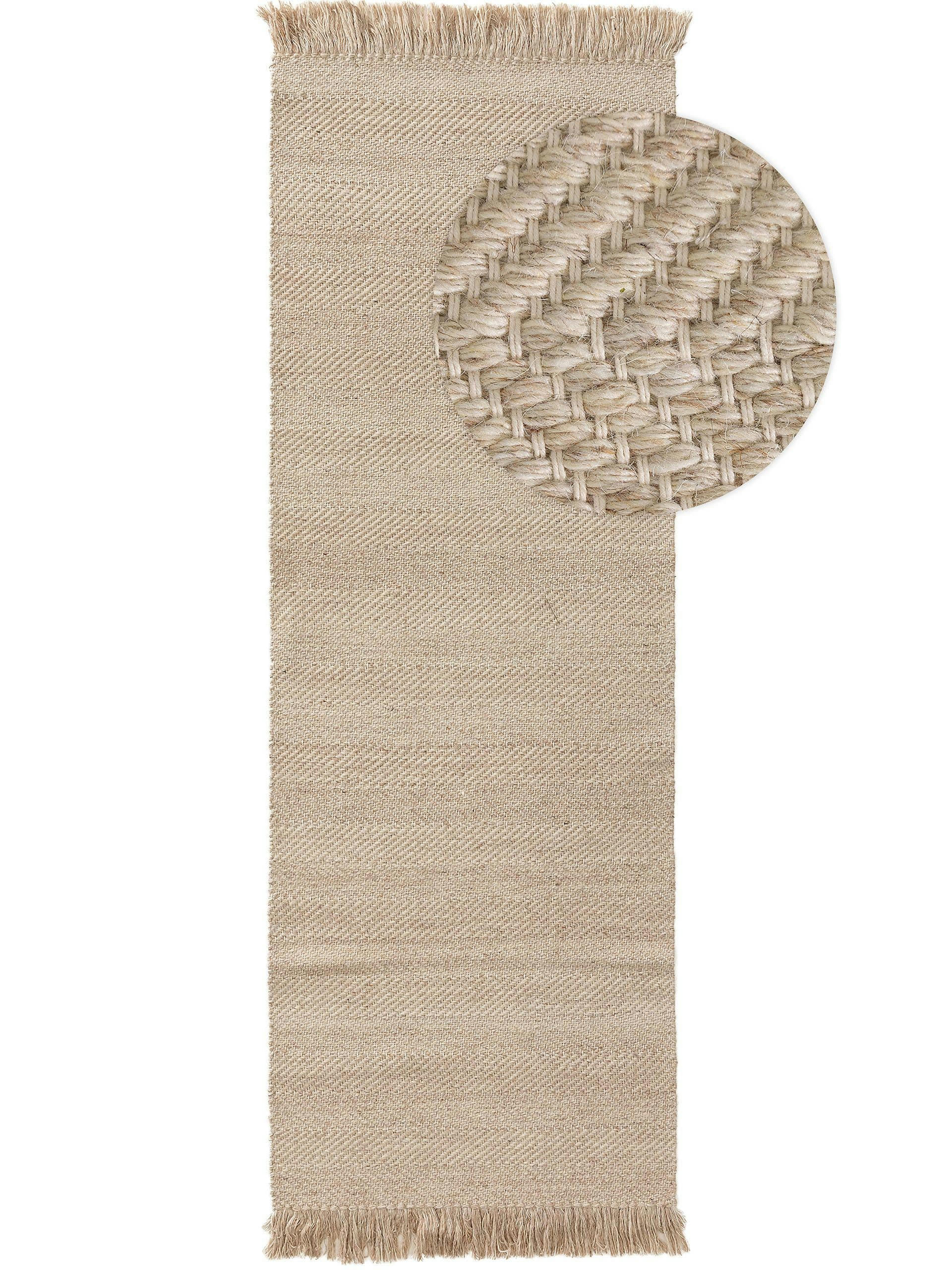 LARS - Tapis de couloir en laine beige 70x200