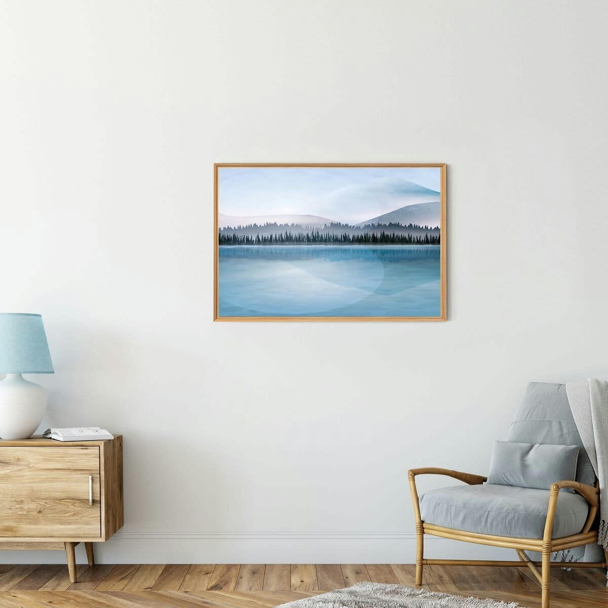 GRANDS ESPACES - Tableau mural encadré peinture d'un paysage 65x97 cm