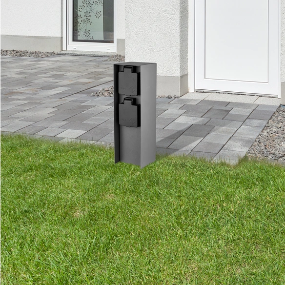 Steckdosensäule, anthrazit, Edelstahl, 230V