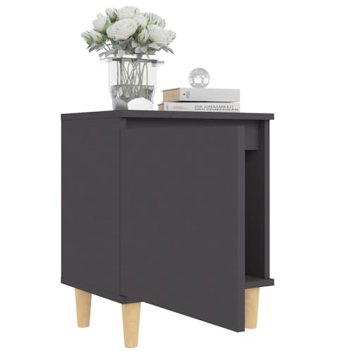 NNEVL Bed Cabinets with Solid Wood Legs 2 pcs Grey 40x30x50 cm
