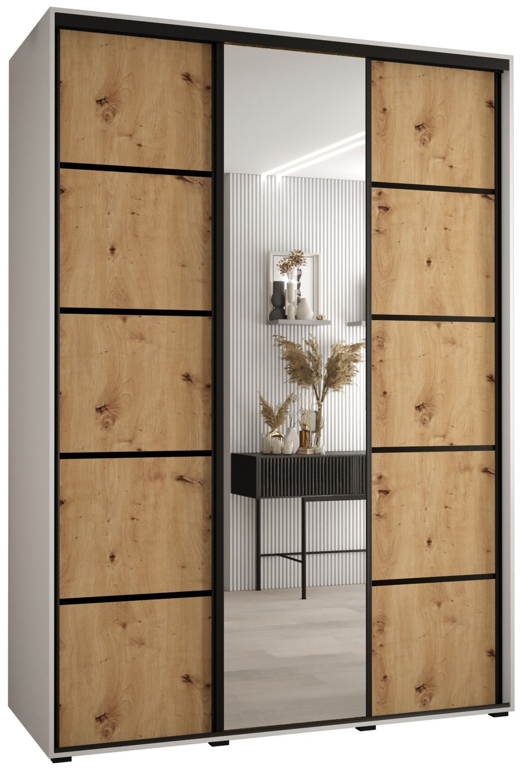 Szafa przesuwna 60 wysoka Davos 5 170 biały artisan czarny