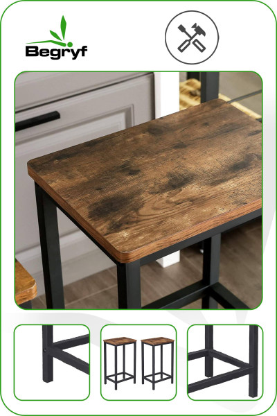 Hoker ciemny brąz taboret do kuchni barowy nowoczesny 40x30x65 VTB1 Begryf