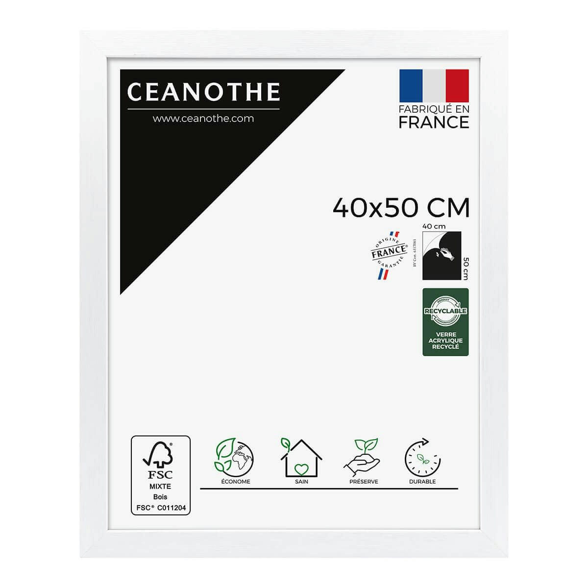 KARMA - Cadre photo blanc 40x50 cm bois reconstitué fsc