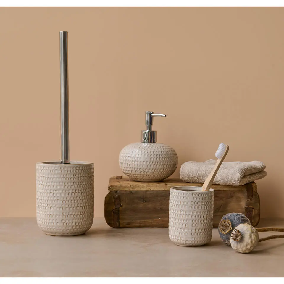 Zeller Zeeppompje - keramiek - beige - 13 cm - Structure