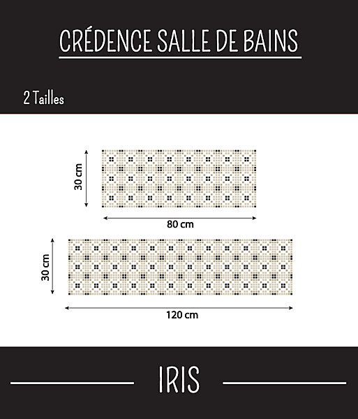 Crédence salle de bain IRIS 80 cm 30 cm Ma Nouvelle Déco