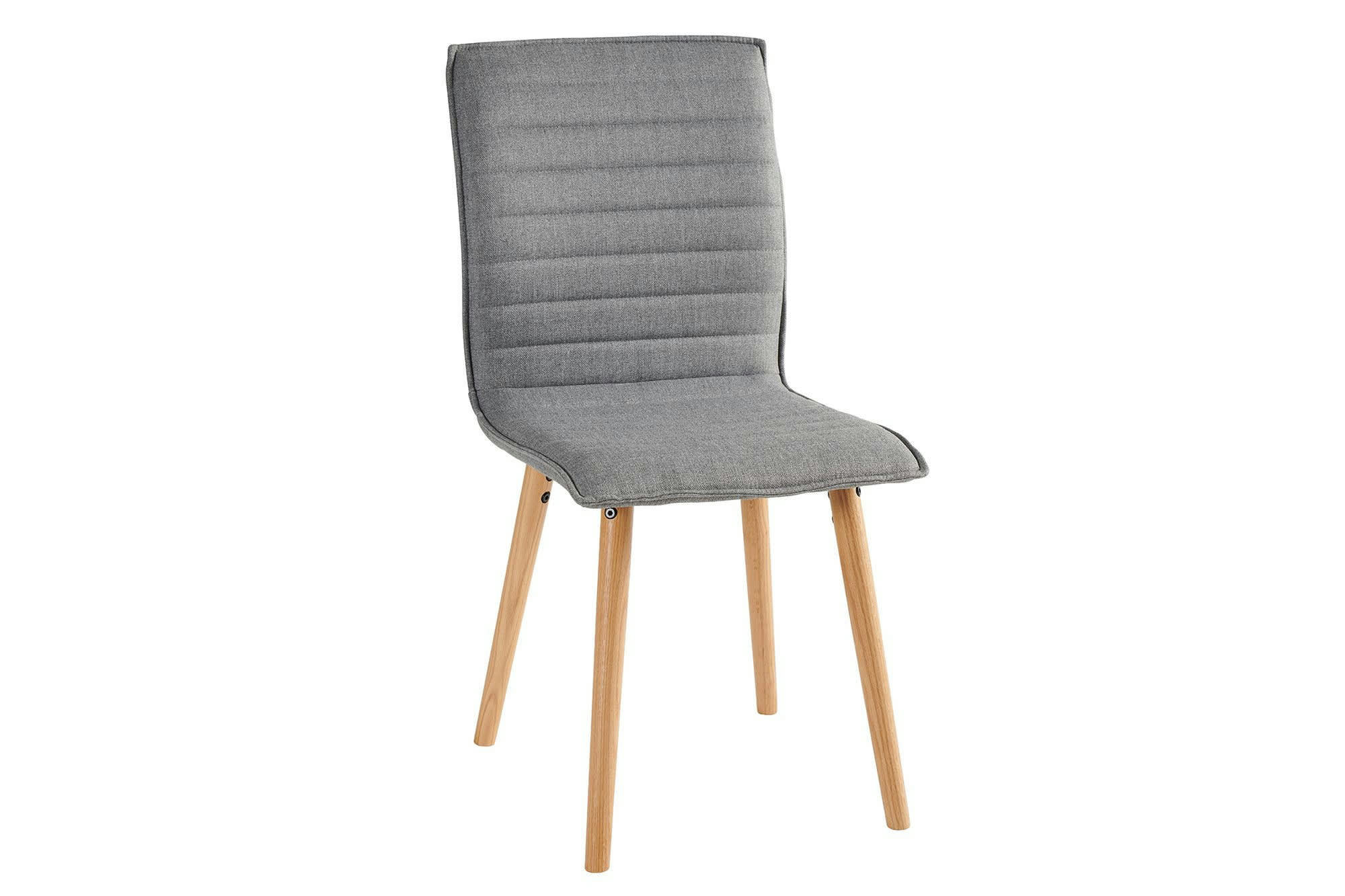 GOVER - Lot de 2 chaises en tissu gris et en chêne huilé massif
