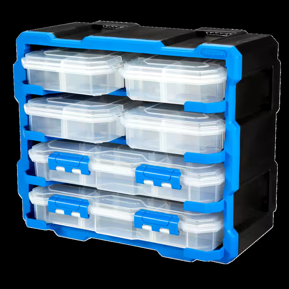 Mastercraft Raxx Stackable Wall-Mountable 6-Organizers Parts Cabinet, 15x7x13-in