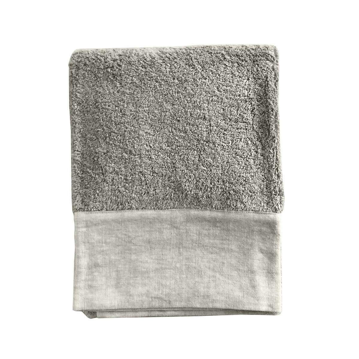 SERVIETTE DE TOILETTE - Serviette de toilette finition lin lavé beige 50x100