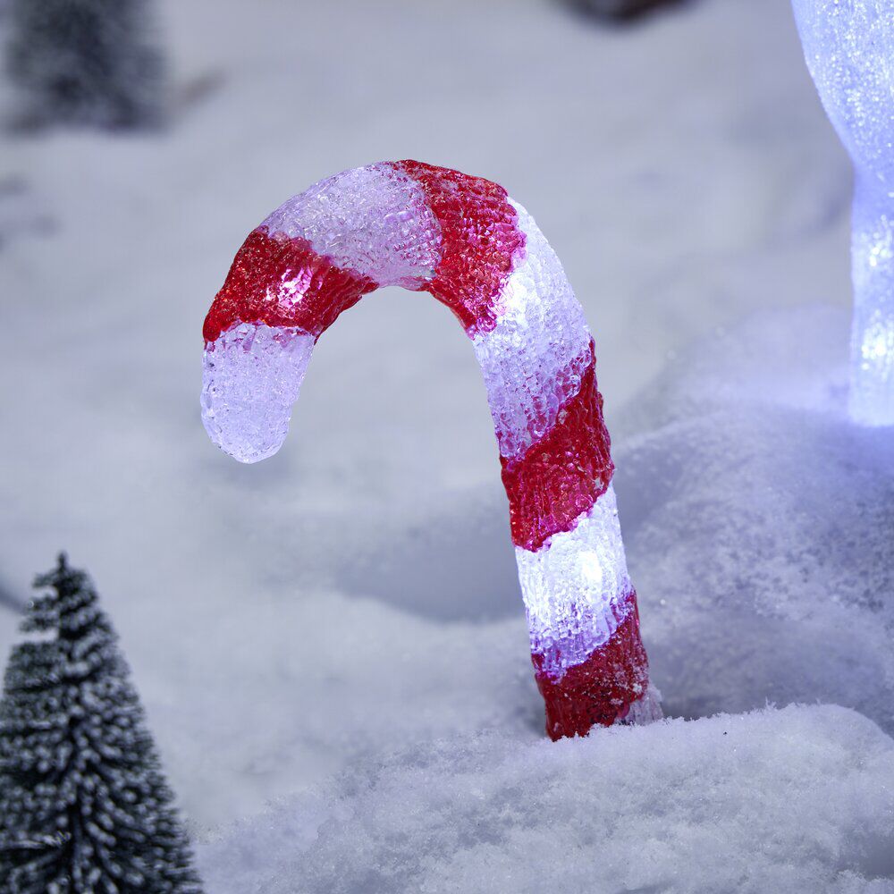 Décoration No&euml;l sucre d'orge à planter LED H27cm