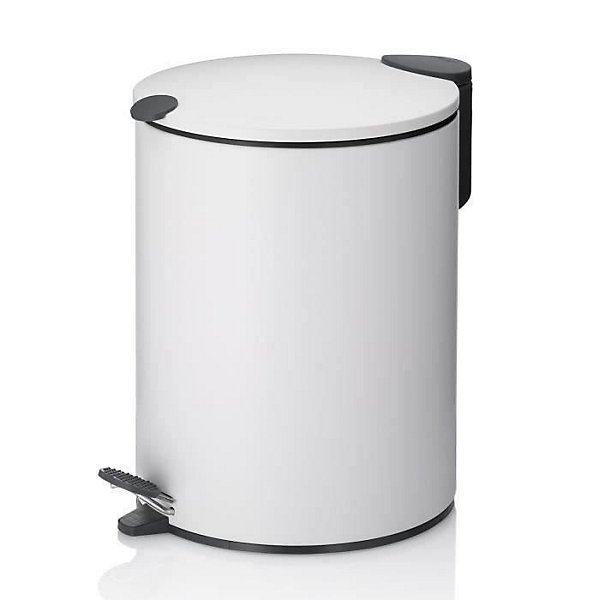 KELA Poubelle de salle de bain Mats - 5 L - Mats - 27cm - Métal - Blanc