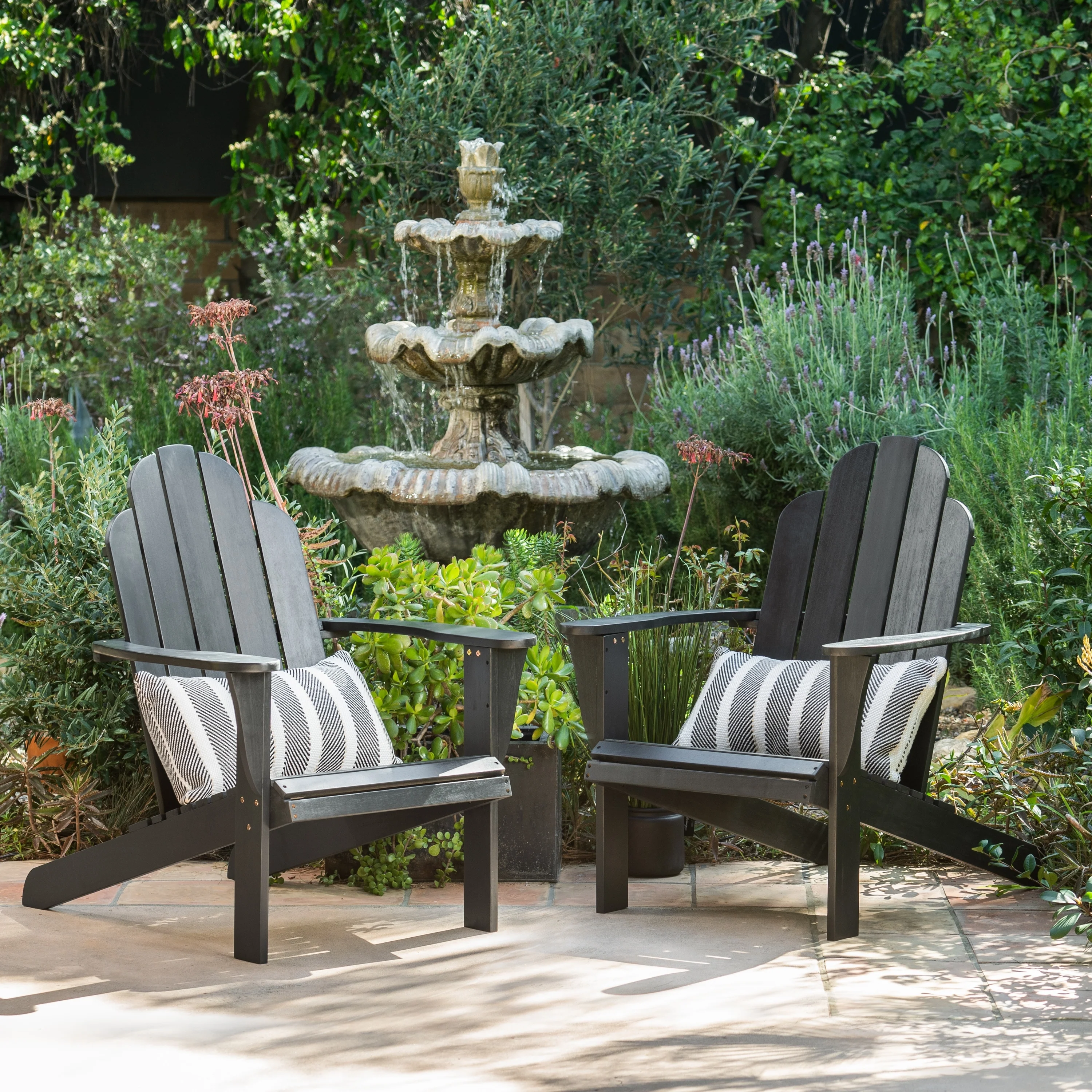 Gavil Black Acacia Wood Adirondack Chair (Set of 2)