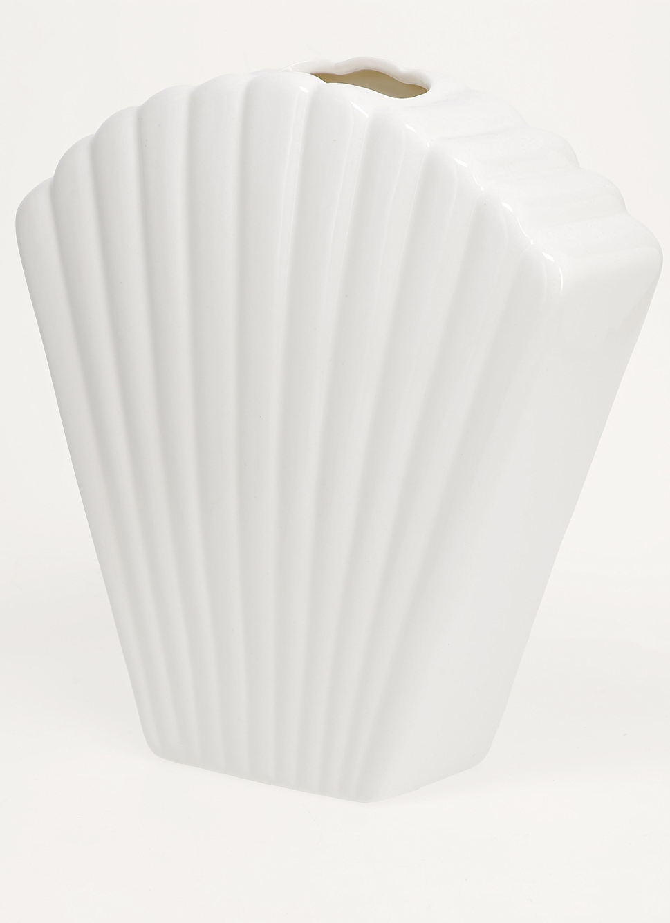 VASE COQUILLAGE EN CÉRAMIQUE BLANC BRILLANT