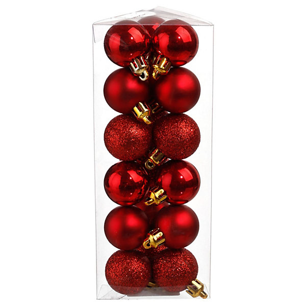 Boule de noël 30 mm x18 rouge - feeric lights &christmas