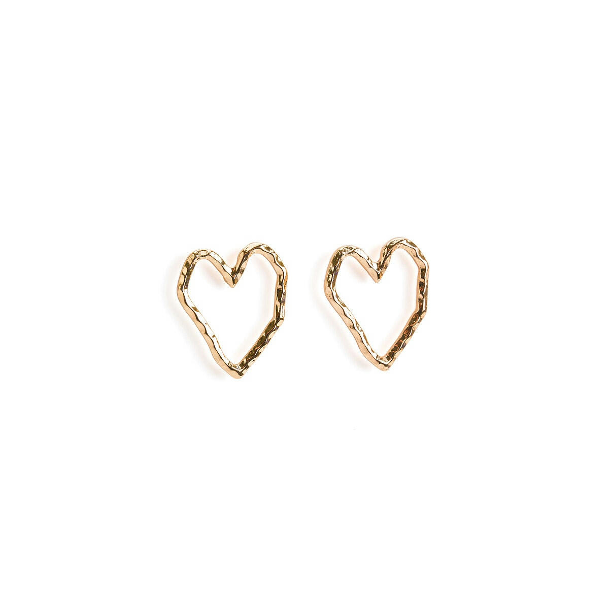 Boucles d'oreilles coeurs en métal martelé