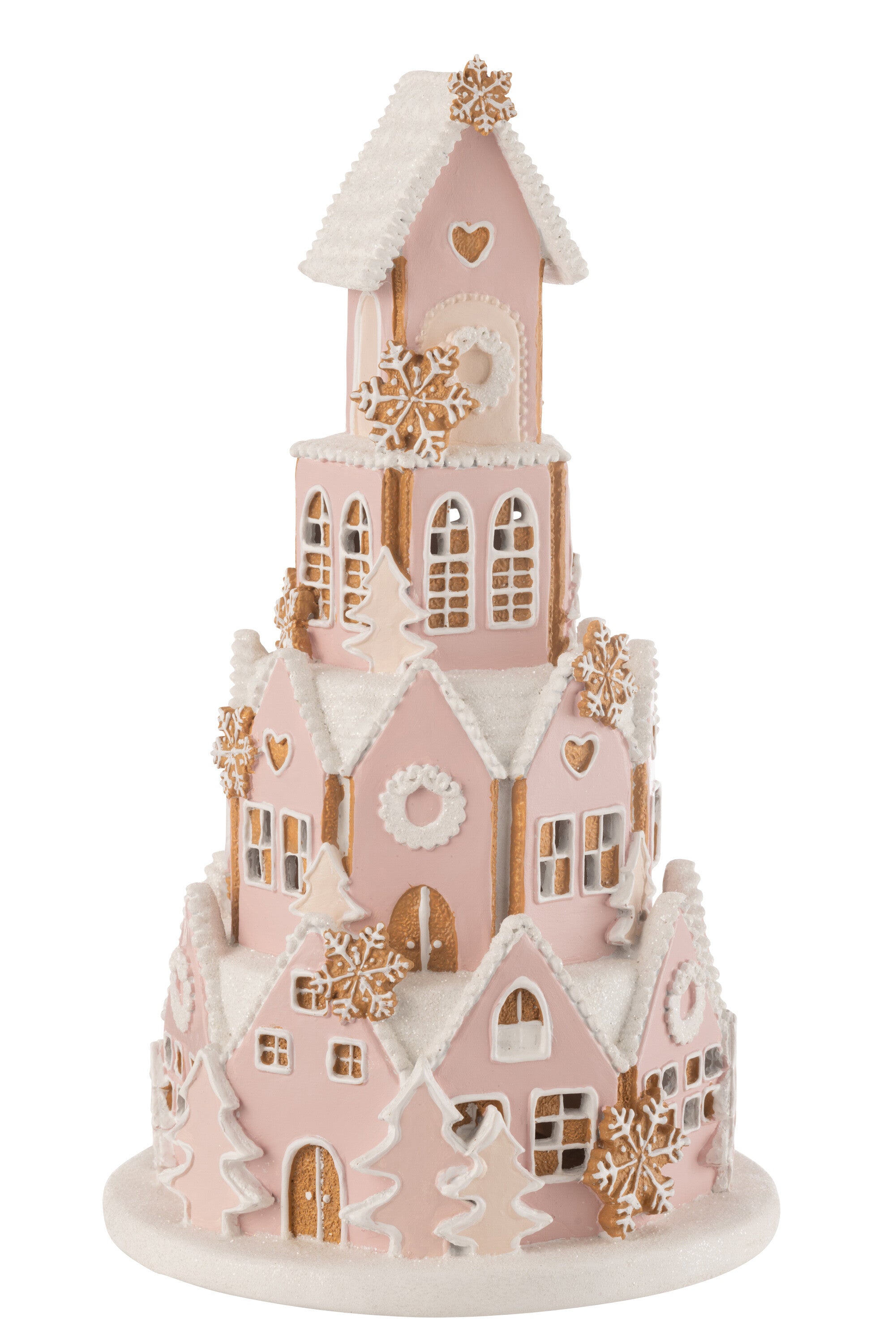 J-Line decoratie Peperkoek Huis - polyresin - roze/wit - large
