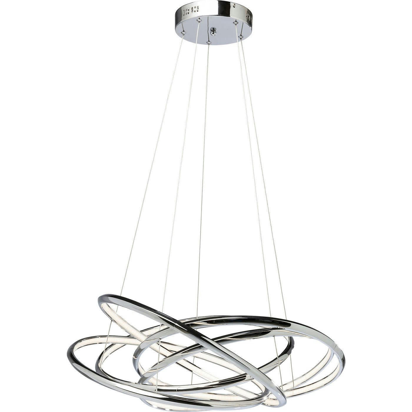 SATURN - Suspension LED 5 anneaux en aluminium chromé