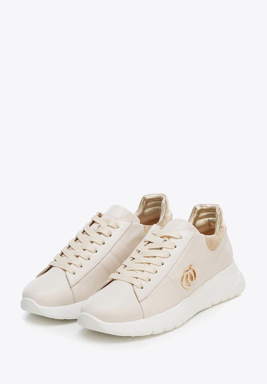 Damskie sneakersy z naturalnej skóry beżowe
