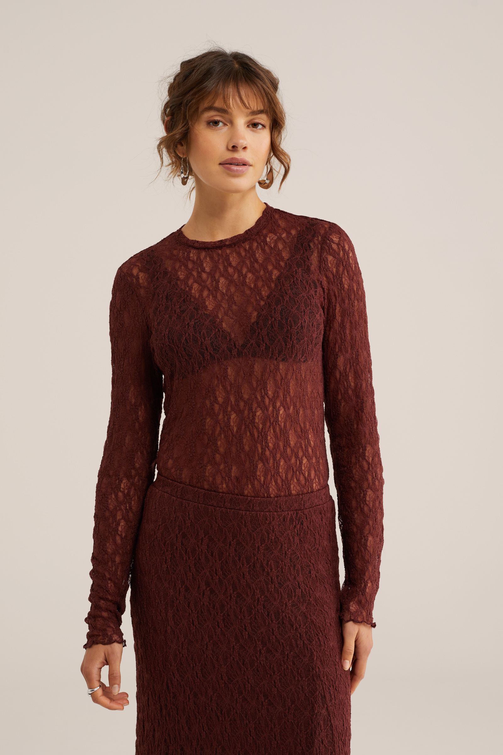 Dames Jersey T-shirt en rok van kant