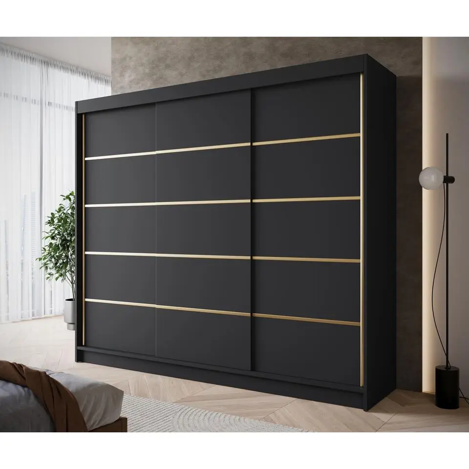 Meubella - Kledingkast Eagle - Zwart - 250 cm