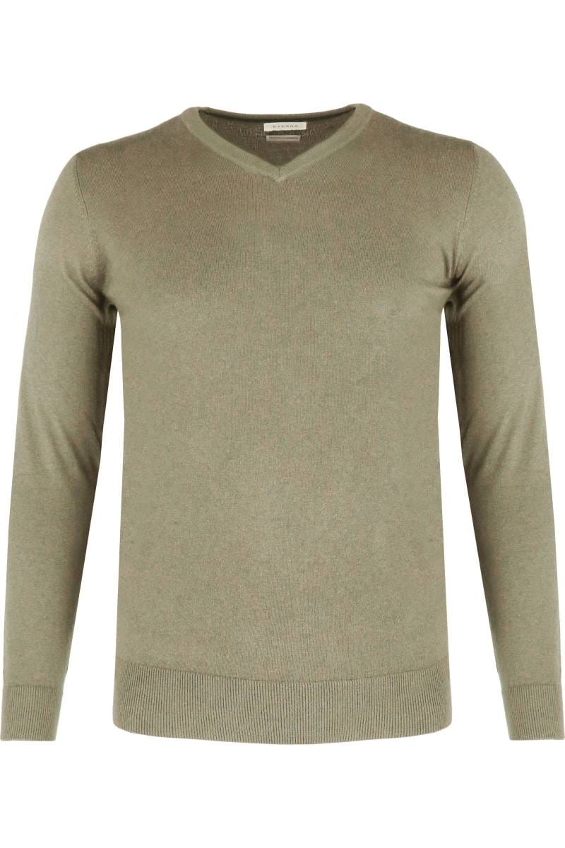 ETERNA Regular Fit Pullover V-Ausschnitt beige, Einfarbig