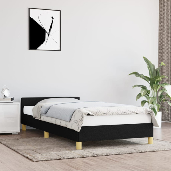 Łóżko tapicerowane rama łóżka ze stelażem do sypialni czarne 90x200cm