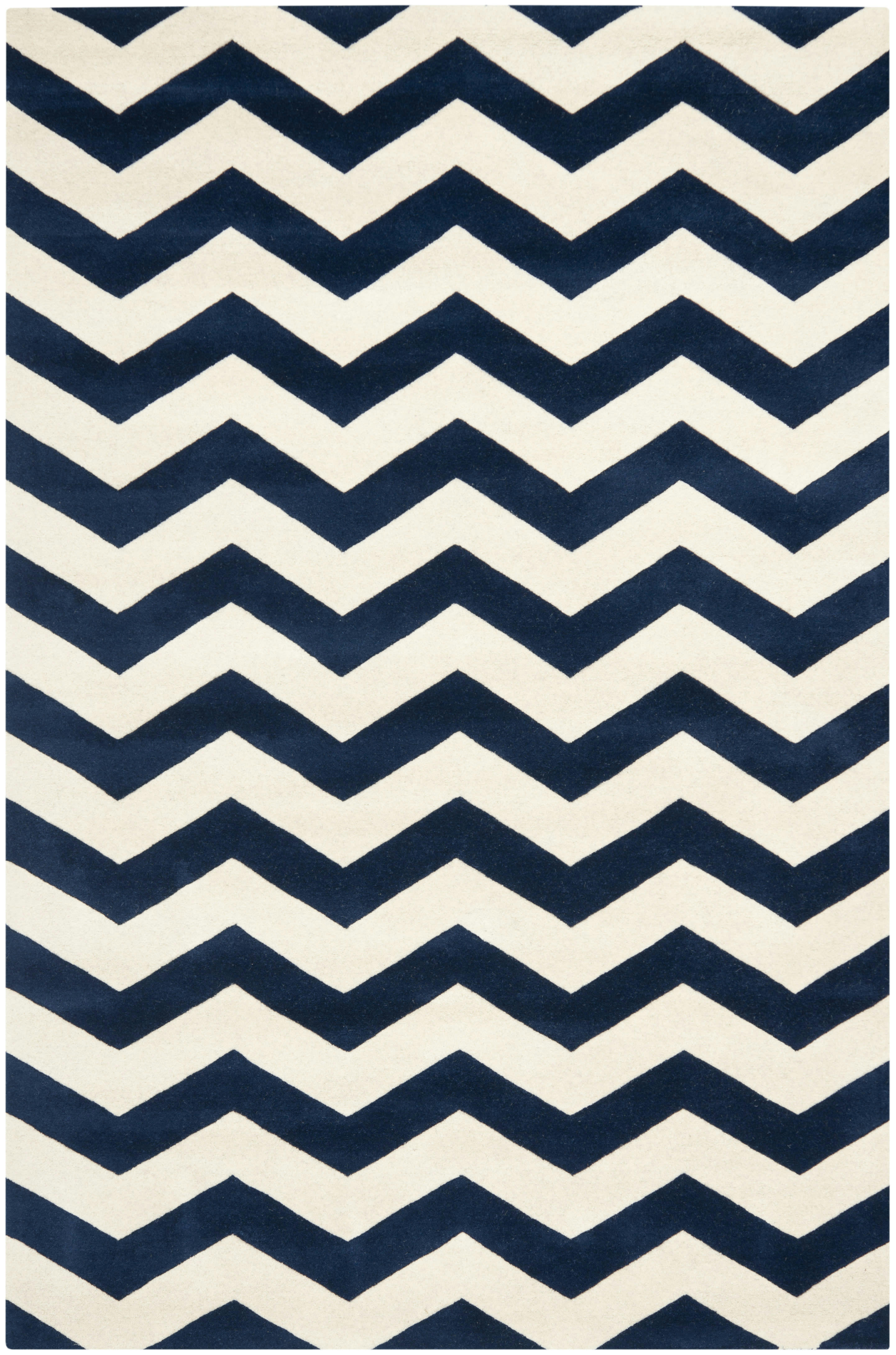 CHATHAM - Tapis de salon interieur en bleu fonce & ivoire, 152 x 244 cm