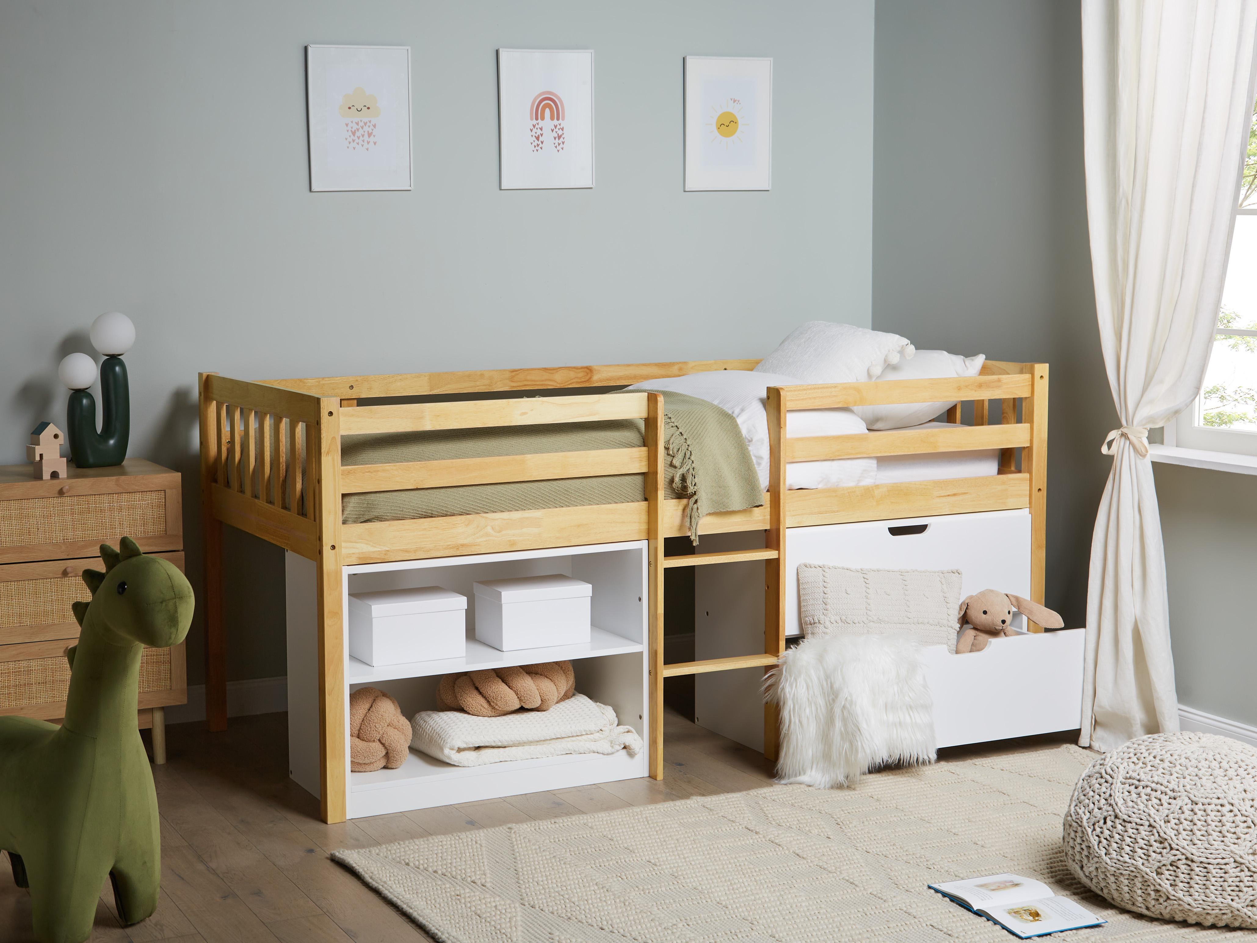 Mid Sleeper Bed Wood SUSVILLE 90 x 200 cm (EU Single) Light Brown