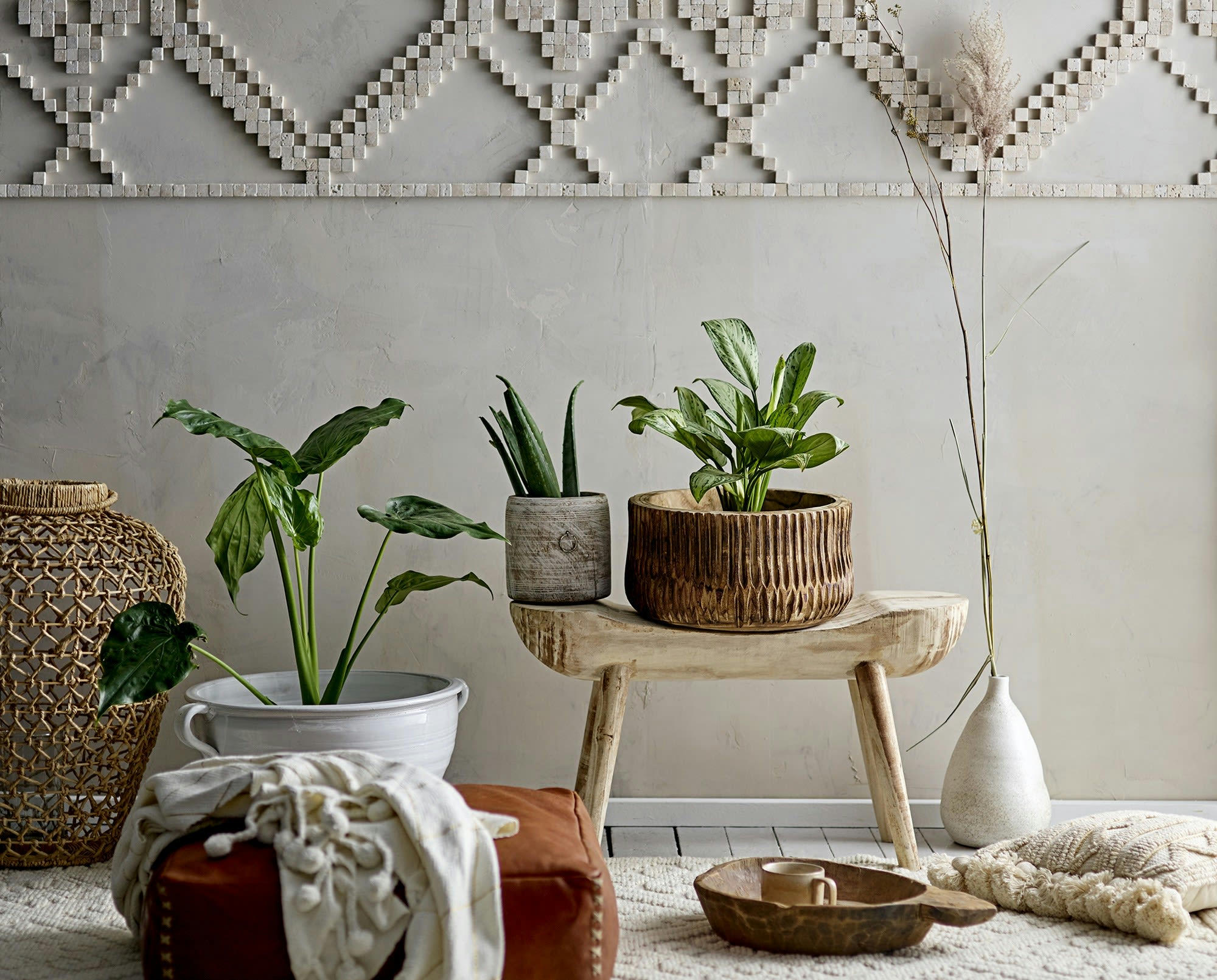 LAVAL - Plaid en coton blanc