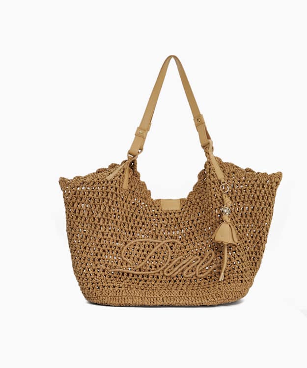 Dewdrop Natural - Raffia Logo Shoulder Bag