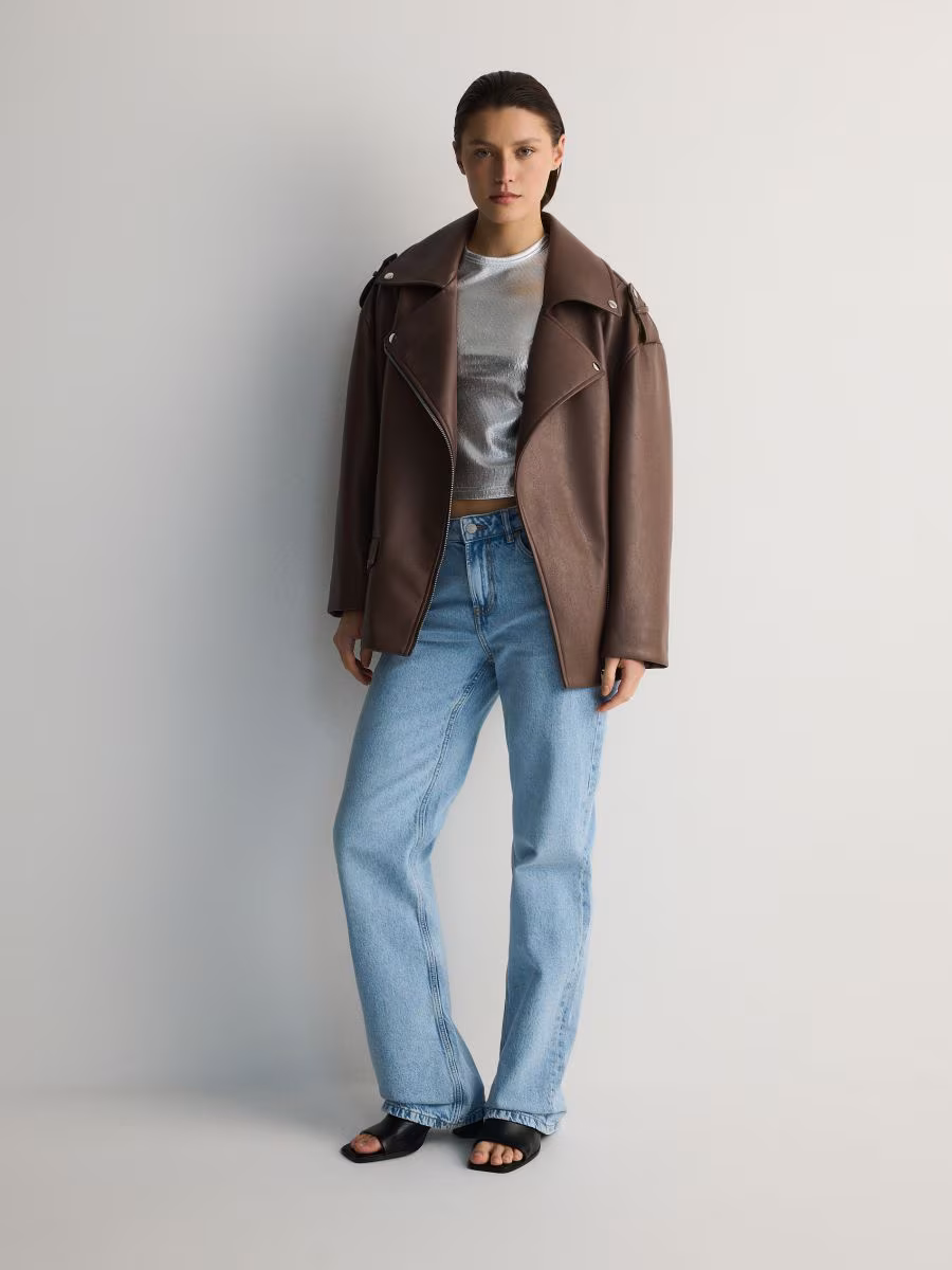 Oversized Faux Leather Jacket