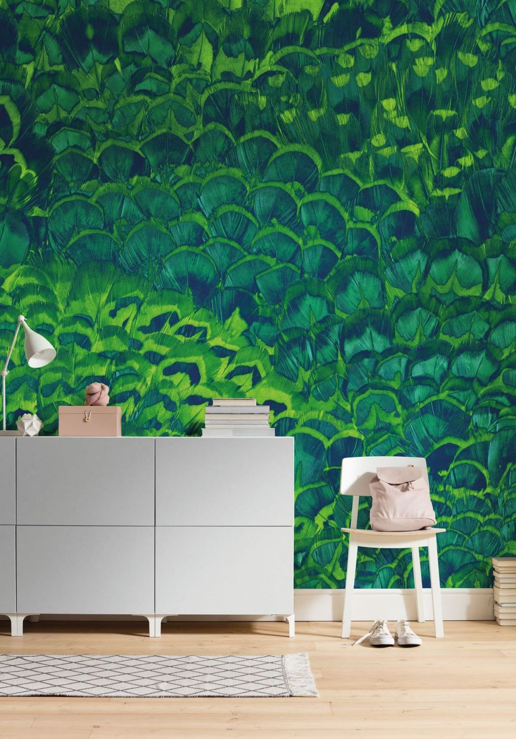 Sanders & Sanders fotobehang veren groen en blauw - 200 x 250 cm - 612345