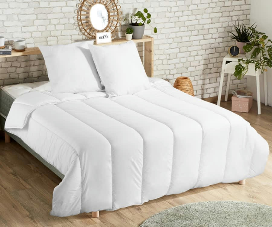 KIT COUETTE OREILLER - Couette tempérée 220x240 2 Oreillers polyester 60x60 pour lit 140x190