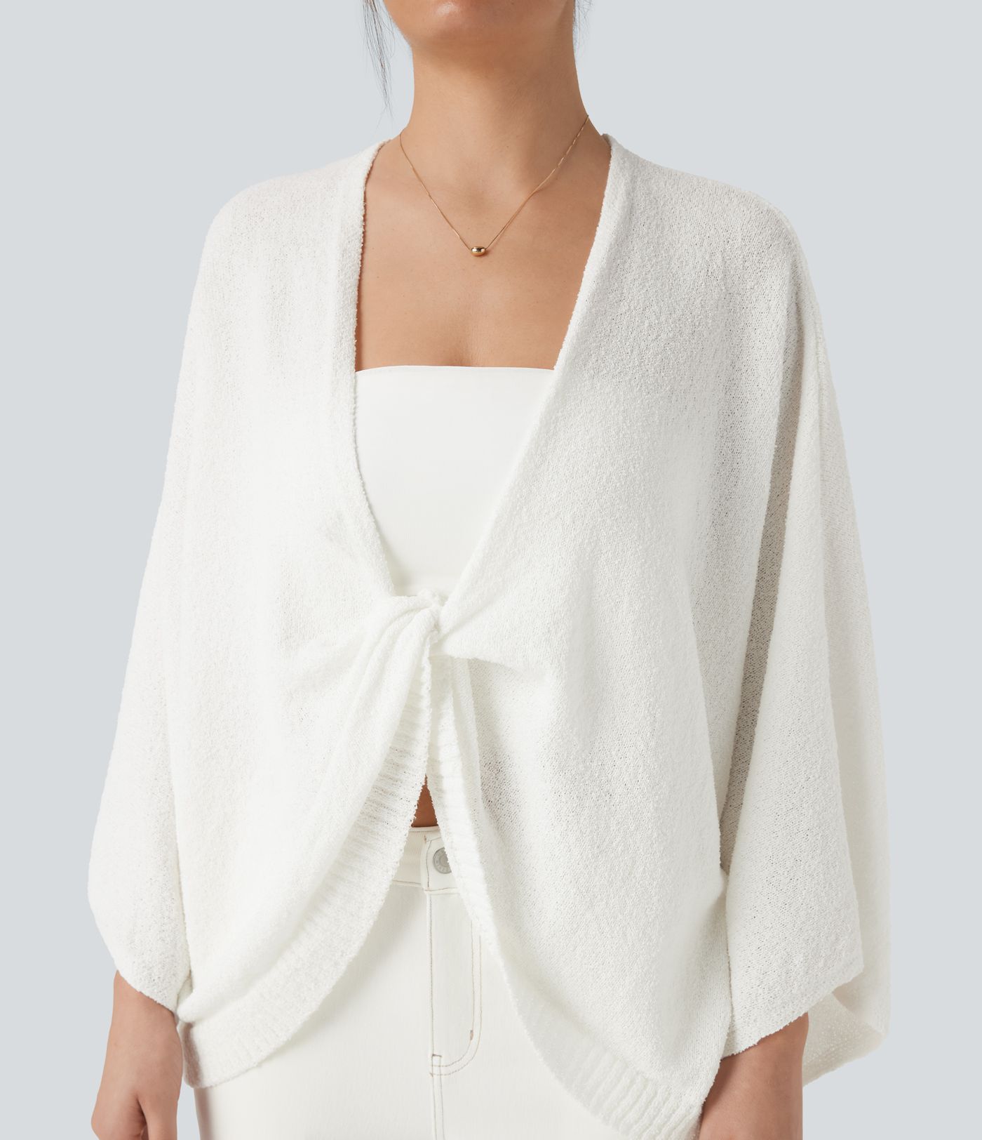 Cardigan cape col V profond manches chauve-souris coupe décontractée