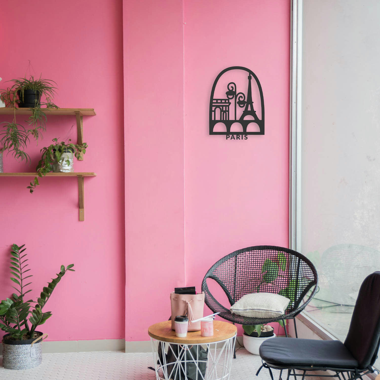 - Tableau en bois noir Paris 28x37,5cm