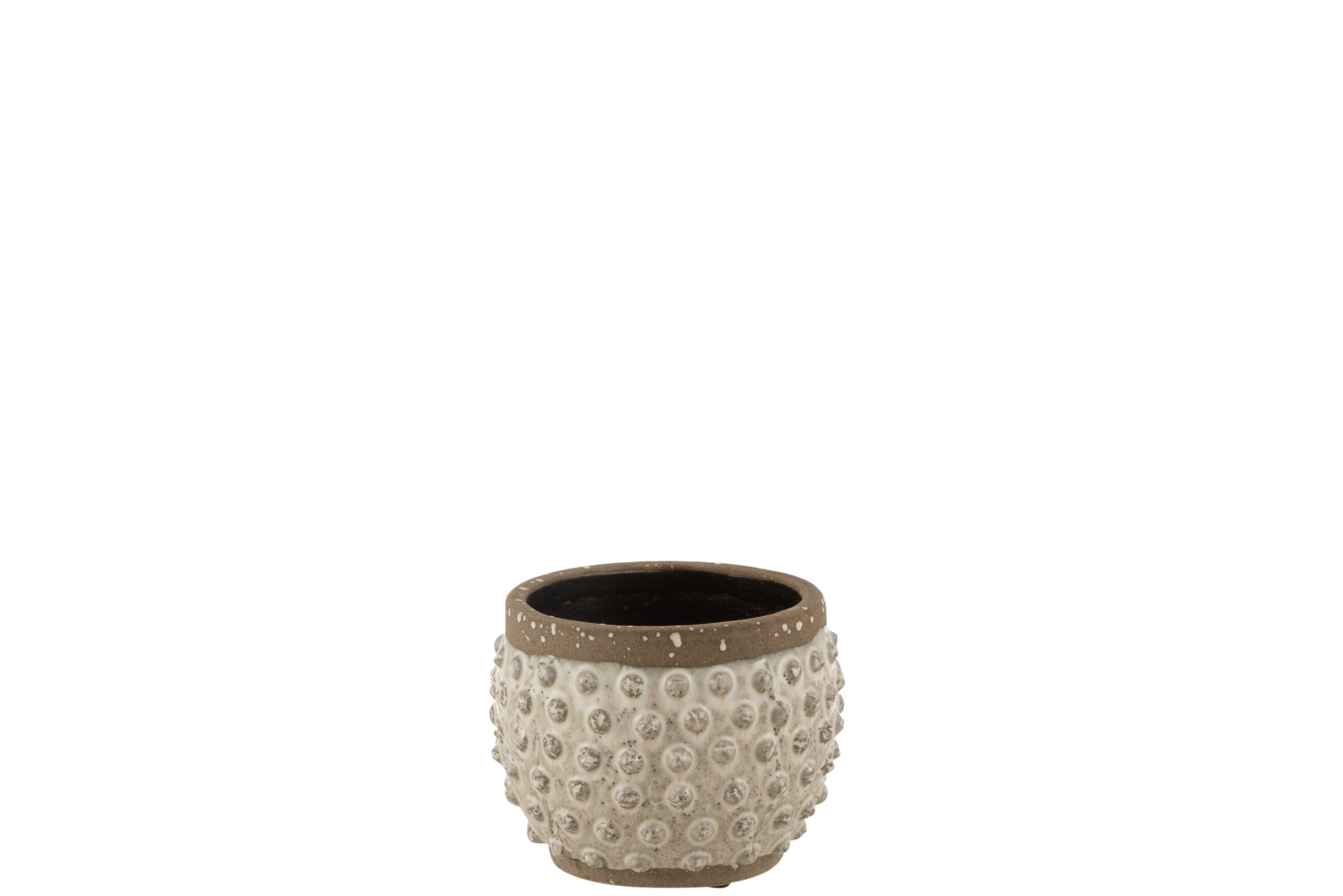 J-Line bloempot Punt Boord - keramiek - wit/grijs - small - Ø 16 cm