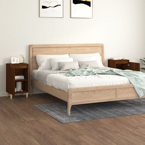 NNEVL Bedside Cabinets 2 pcs Brown Oak 40x35x70 cm Engineered Wood
