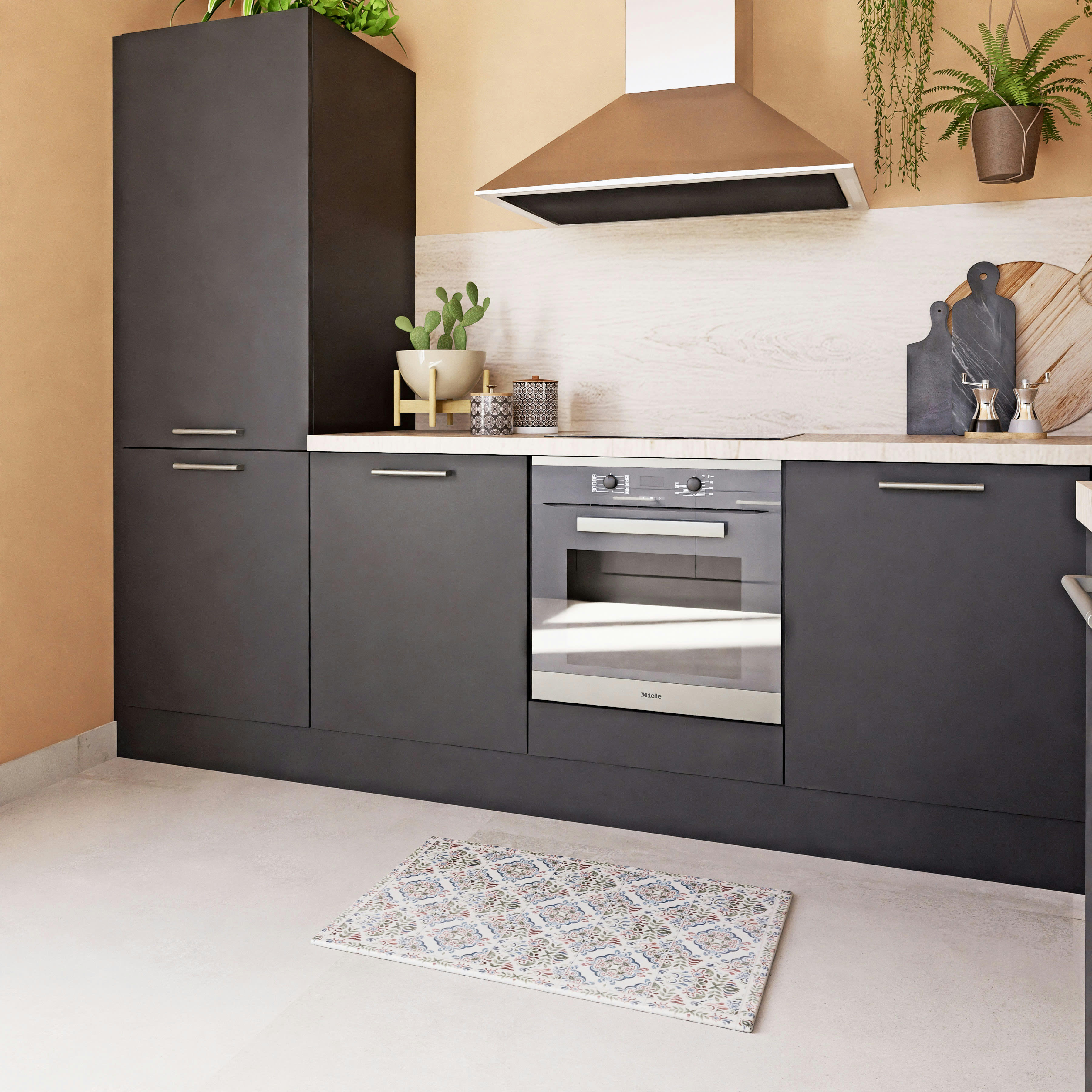 SINTRA - Tapis en vinyle blanc et multicolore motifs carreaux de ciment végétal 50x80