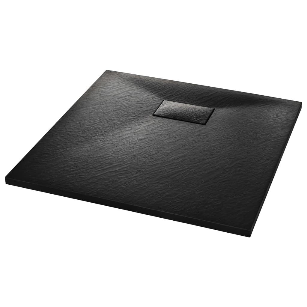Brodzik prysznicowy Czarny 80 x 80 cm Poliester vidaXL
