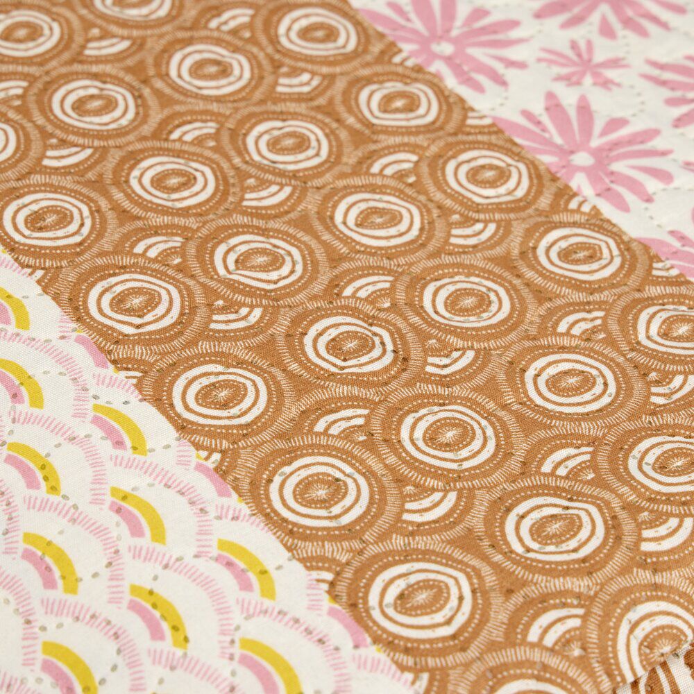 Plaid carré façon boutis motifs liberty multicolore 180x180cm
