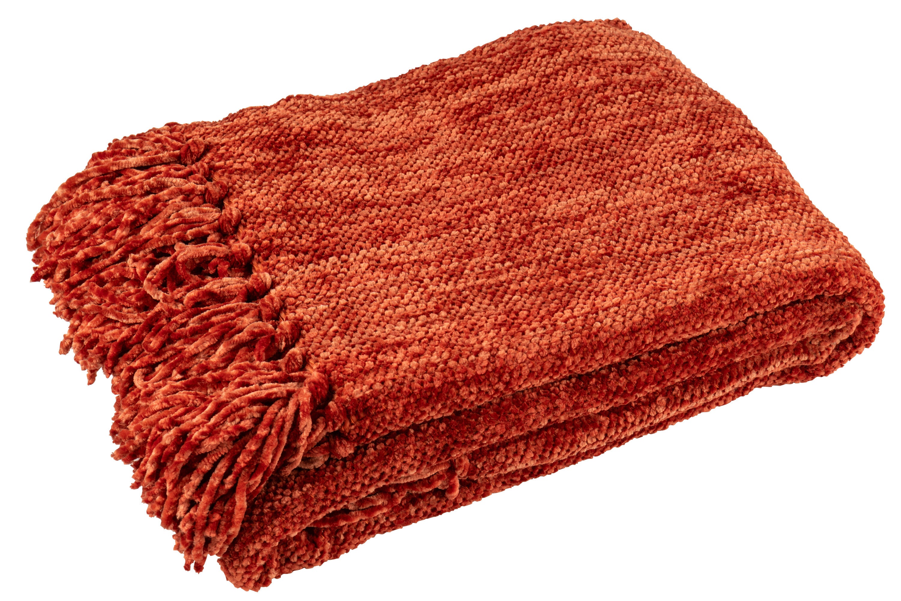 J-Line deken Chenille - polyester - bruin