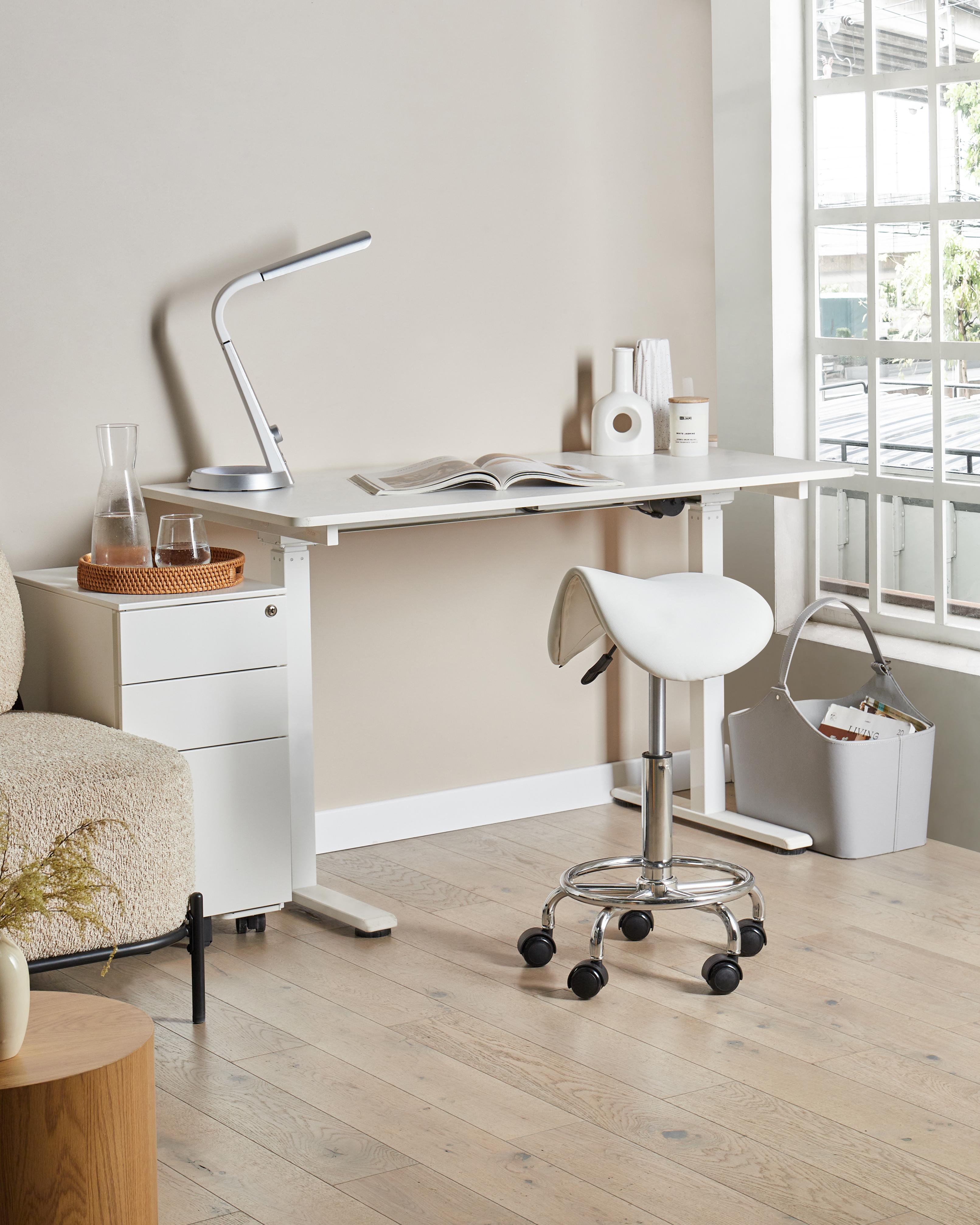 Saddle Stool DUMONT Faux Leather White