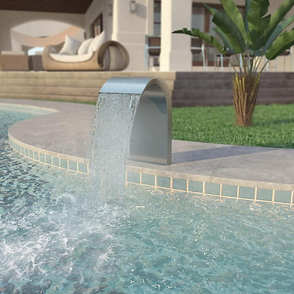 Fontaine d'Etang Fontaine de Piscine Cascade Acier Inoxydable 45x30x65 cm Argenté