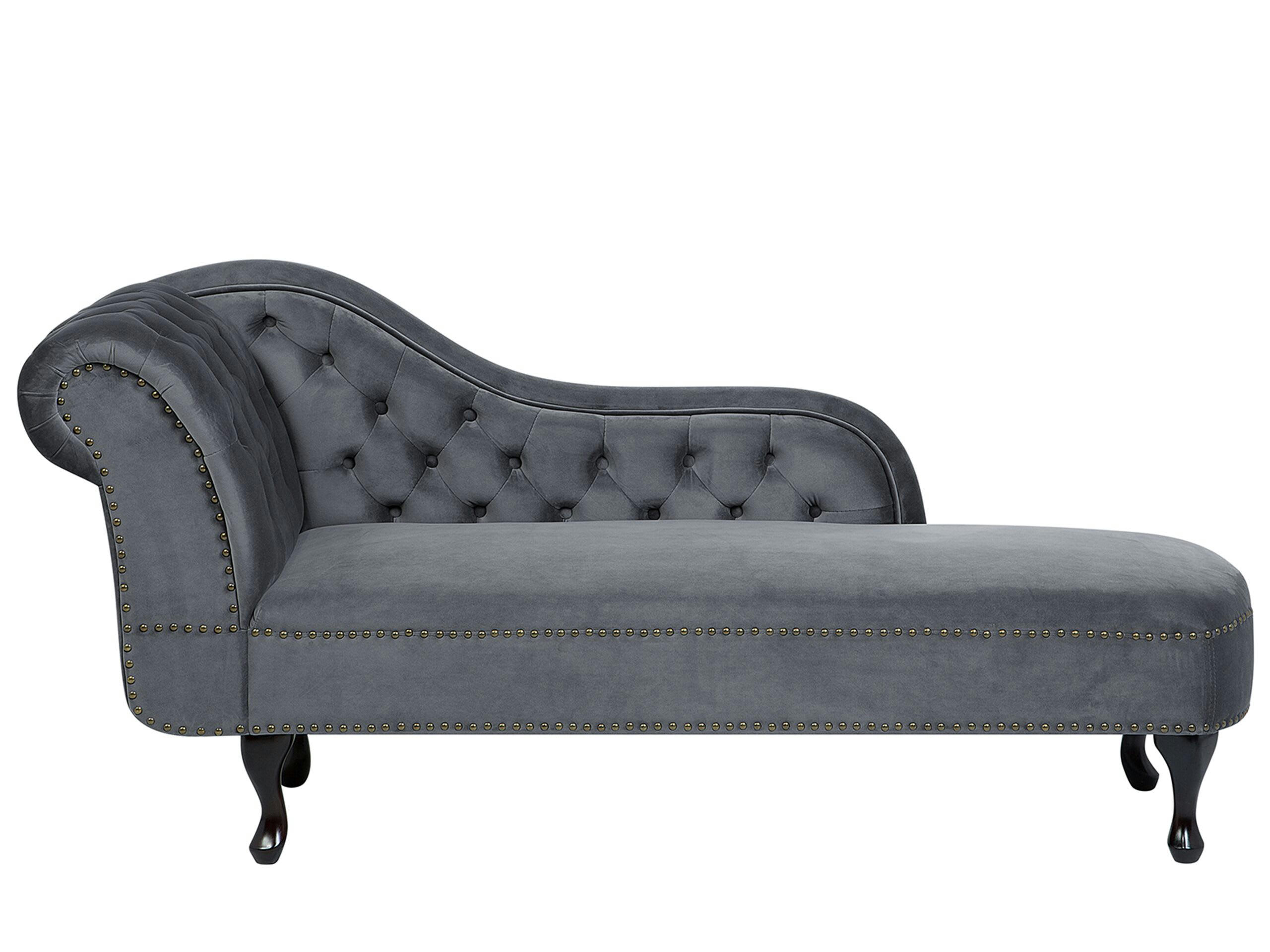 NIMES - Méridienne Chesterfield en velours gris