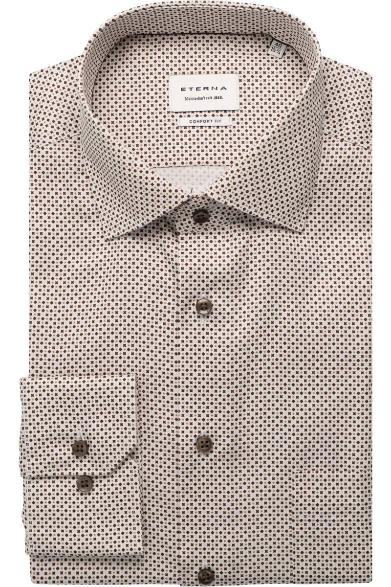 ETERNA Comfort Fit Hemd beige/braun, Bedruckt (super langer Arm)